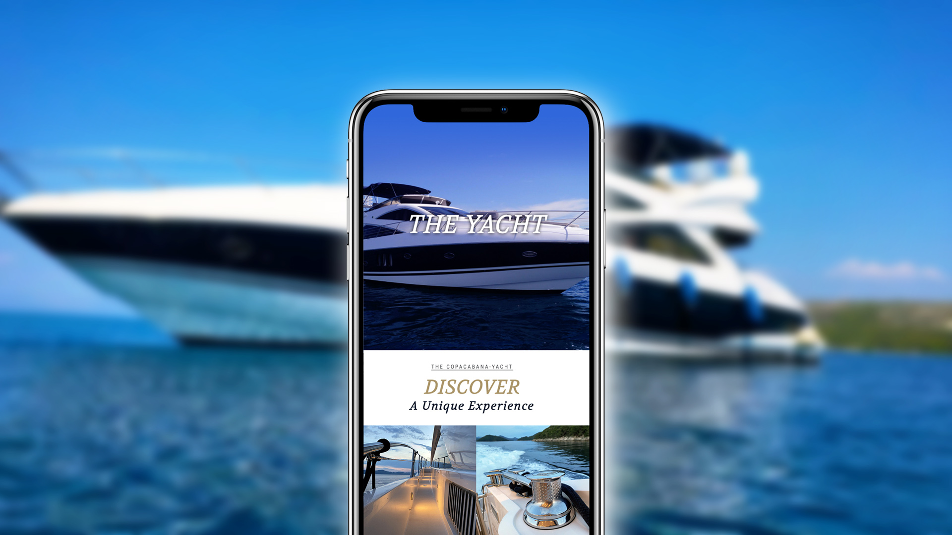 foto van privéjacht website op een smartphone